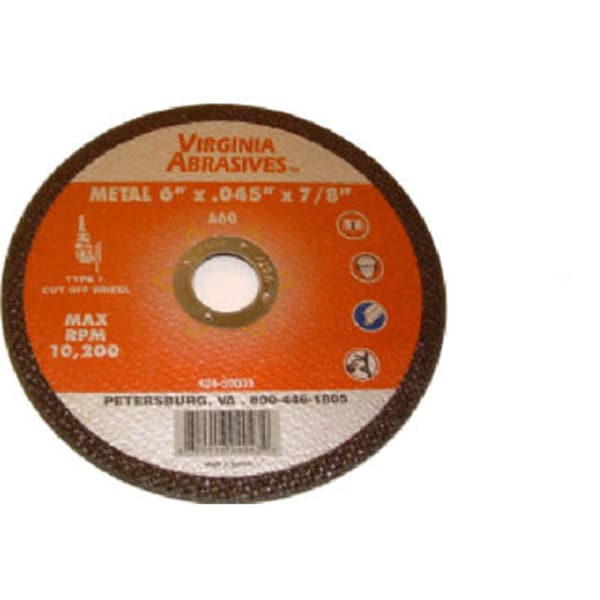 Virginia Abrasives 424-59003 6 x 0.04 x 0.87 in. Metal Ultra Thin Cutting Wheel 681526 - main
